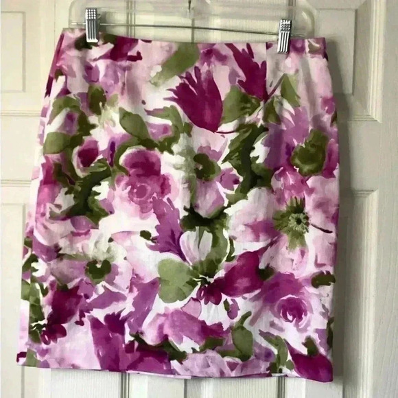 Jones wear stretch Pink& green floral pencil skirt  Cottagecore Size 10P - Picture 2 of 6